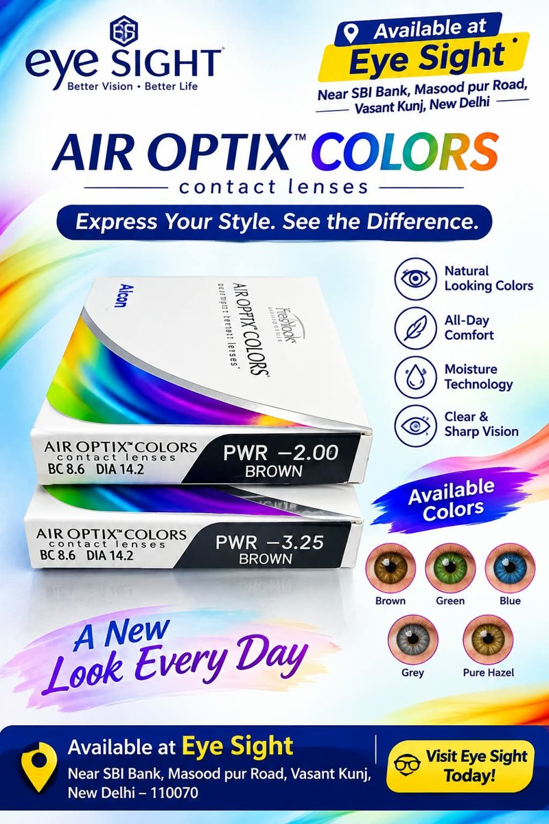 Air Optix Colors coloured contact lenses available at Eye Sight Vasant Kunj