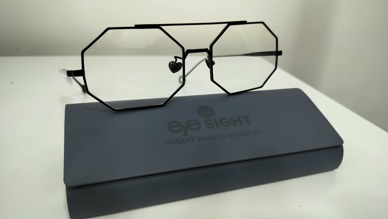 Black octagonal frame at Eye Sight Vasant Kunj