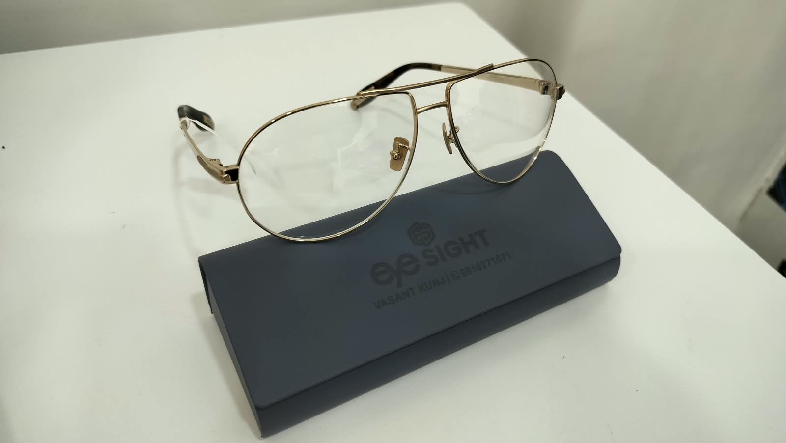 Gold aviator optical frame at Eye Sight Vasant Kunj