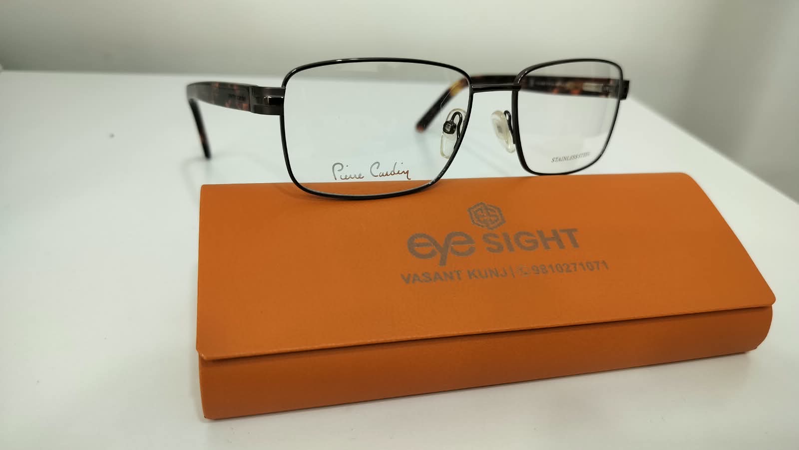 Pierre Cardin frame with tortoise temples at Eye Sight