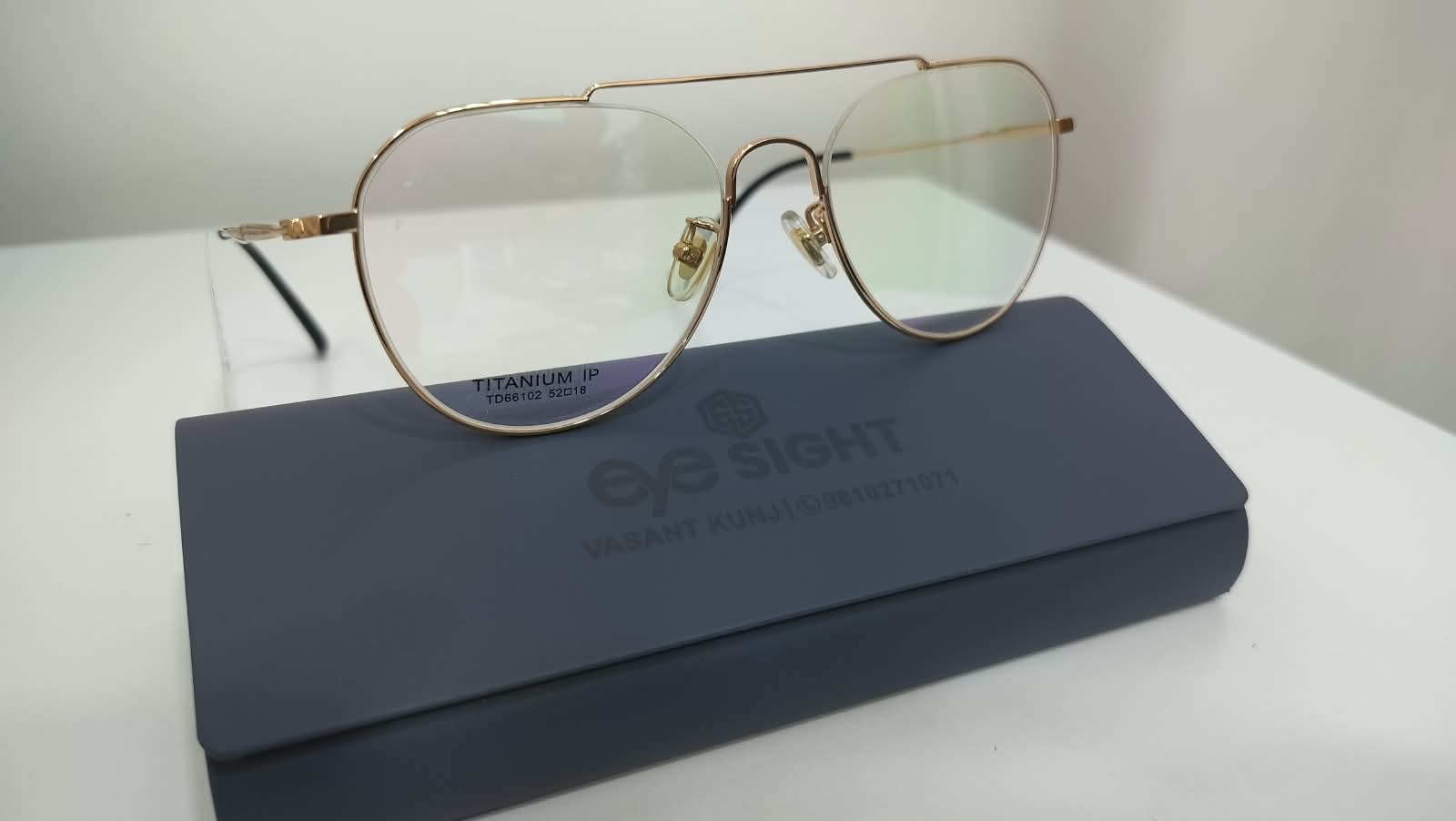Gold titanium aviator frame at Eye Sight Vasant Kunj