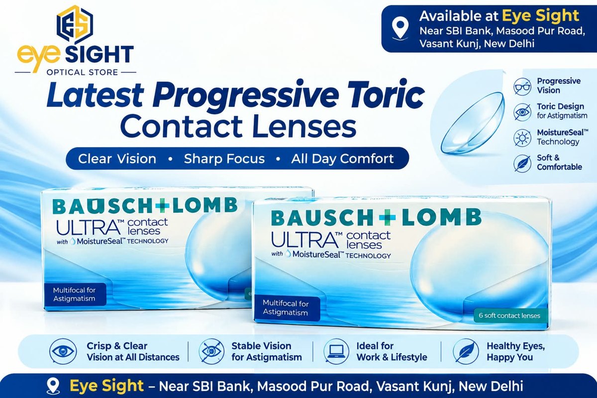 Bausch + Lomb progressive toric contact lenses available at Eye Sight Vasant Kunj