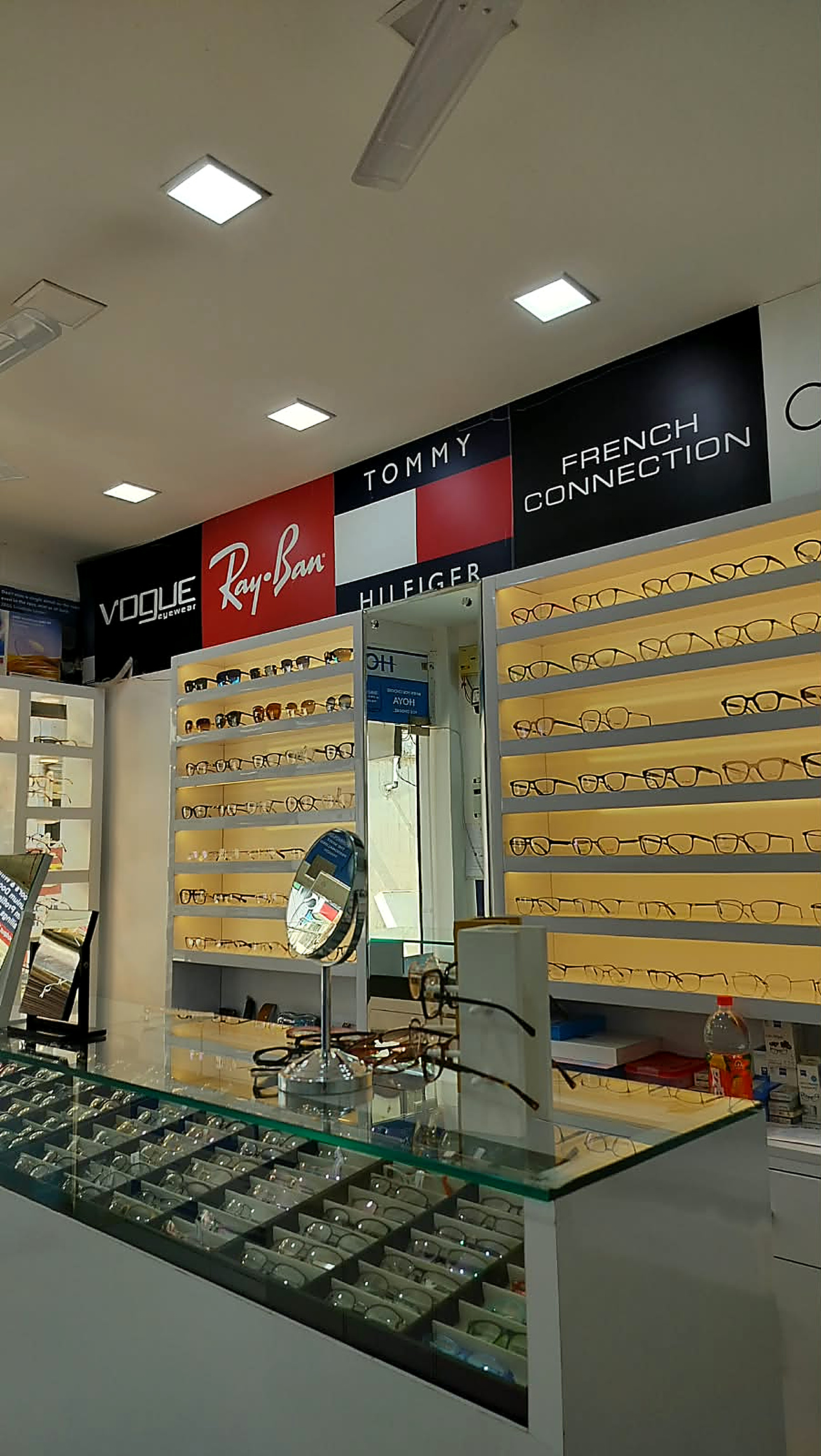 Brand eyewear wall and display counter inside Eye Sight Vasant Kunj